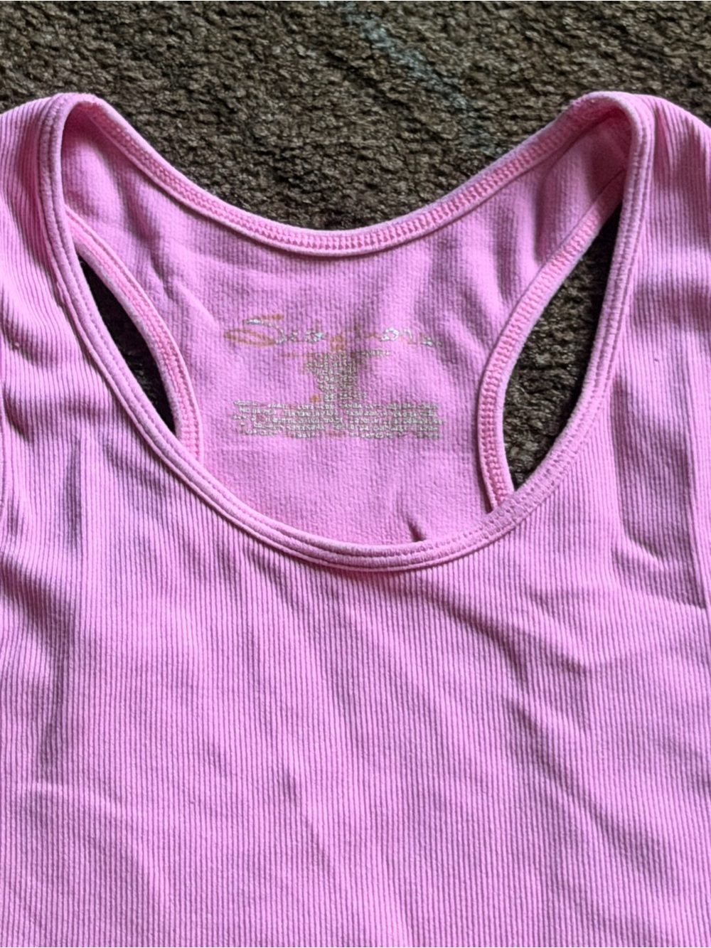 Pink Ribbed Racerback Tank Top - Picture 2 of 3